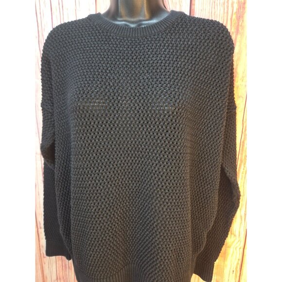 Topman Womens Black Crewneck Oversized Mesh Sweater Small - Picture 3 of 7